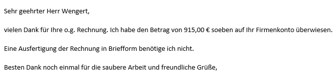 Danke für saubere Arbeit